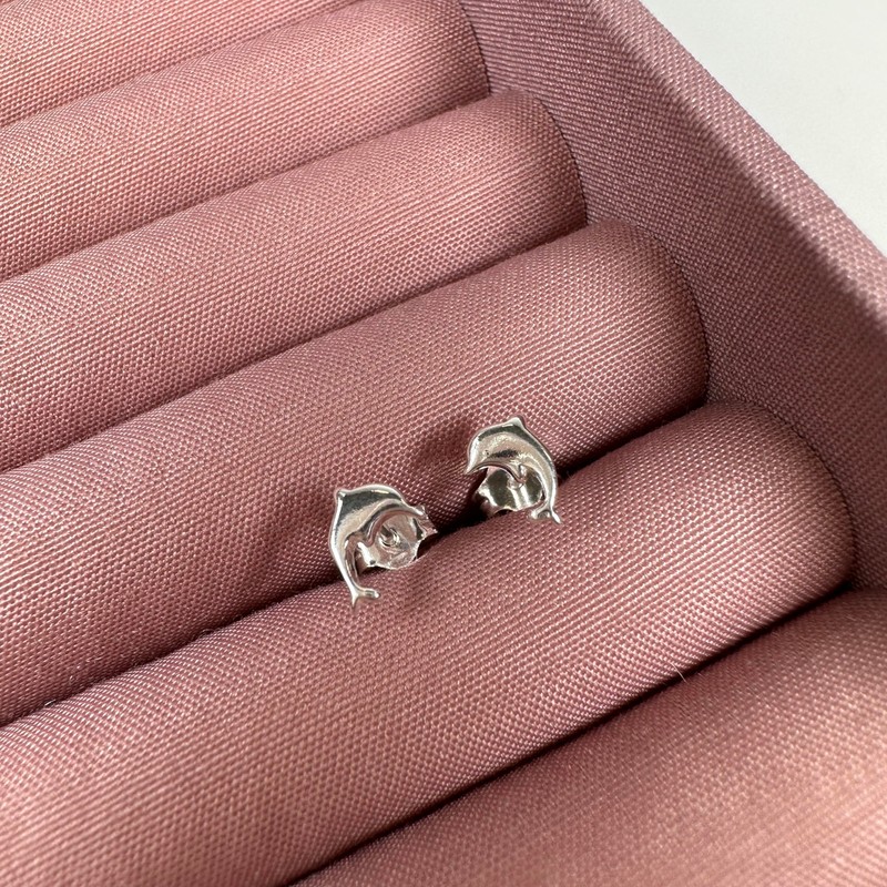 Tiny Sterling Silver Dolphin Stud Earrings
