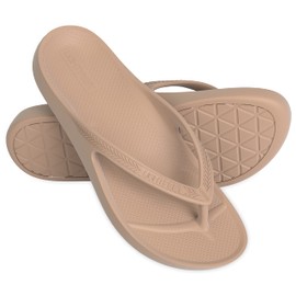 LightFeet Arch Support Flip Flops – Brown Flip Flops for Women & Men Prevent Tired Aching Legs | Unisex Orthotic Plantar Fasciitis Light Weight Comfort Flip Flops