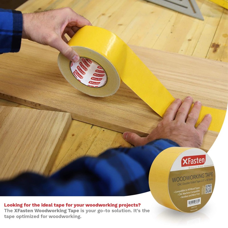 XFasten Double Sided Woodworking Tape w/Yellow Backing 2.5 Inches x