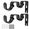 Bonsicoky 2 Pack Heavy Duty Double Curtain Rod Brackets, Black