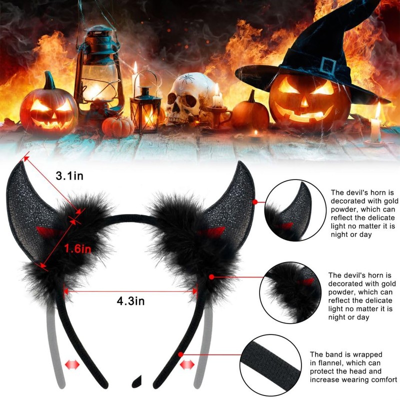 Leuceiy Devil Horns Devil Horns Headband Devil Horns Men Red