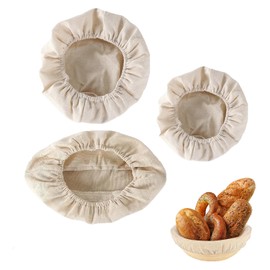 UtySty 3 Pack Bread Proofing Basket Cover Cloth Liner Natural Rattan Lining Liners for Sourdough Banneton Baskets Set Baking Dough Rising Bowl Bakery Home Making 3 Sizes 9'' 10'' Round +10'' Oval