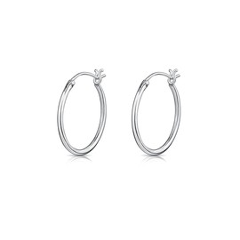 DTPsilver® 925 Sterling Silver MEDIUM Creoles/Hoops Hinged Post Earrings - Thickness 1.2 mm - Diameter 18 mm