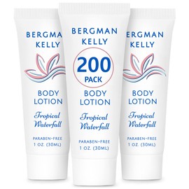 BERGMAN KELLY Travel Size Lotion (1 fl oz, 200 PK, Tropical Waterfall), Delight Your Guests with an Invigorating and Refreshing Body Lotion, Quality Mini and Small Size Guest Hotel Toiletries in Bulk