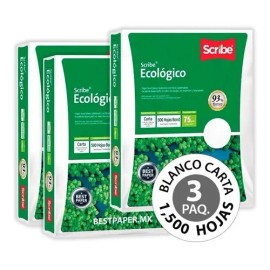 Papel Blanco Carta (scribe Verde) - 3 Paquetes (1,500 Hojas)                                                                                          