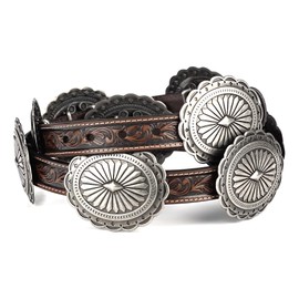 ARIAT Women's Tooled Leather Concho Belt, Tan, Small