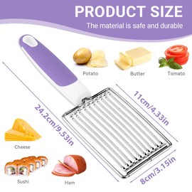 GXGM 1 x Potato Cutter, Boiled Egg Slicer, Stainless Steel with Handle, Tomato Cutter, Lunch Meat Cutter, Ham, Fruit Cutter, 10 Slices (Purple)
