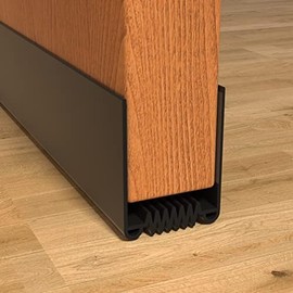 Door Draft Stopper, 39” Length Cuttable Weather Stripping Seal, Strong Adhesive Door Sweep for Exterior and Interior Doors (2, Black)