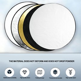 Skyzone Photography Reflector 24"/60cm 5-in-1 Portable Foldable Multi-Disc Circular Reflector, Photography Accessory for Studio Lighting Outdoor Shooting (Silver/Gold/White/Black Translucent)