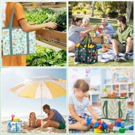 3PCS bolsas de la compra reutilizables,plegables,con base y asas reforzadas