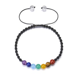 Zysta 7 Chakra Bracelet Adjustable Real Stones Bracelets Natural Gemstone Yoga Bracelet Healing Reiki Energy Therapy Balance Buddha Bracelet for Men and Women, Stainless Steel, No Gemstone