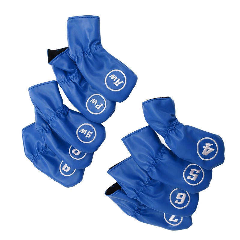 9Pcs Golf Iron Head Covers PU Waterproof Golf Club Headcovers