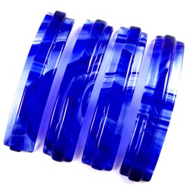 Stained Glass Barrette - 3.5" 9cm - Cobalt Blue and Clear Layered Zebra Stripes Swirl Streaky Accents Slide Clip Hair Accessories.