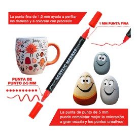 Laspang 72 Colores Plumones Acrílicos Marcadores Arte Punta 1mm Fino Resistente Agua,Rotuladores Para Colorear Madera Piedra Vidrio Plástico Metal Caucho Lienzo Superficies Negro