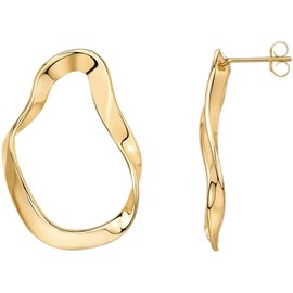 Posts Wavy Statement Drop Earrings | Lightweight Twisted Infinity Hoop Stud Earrings (Gold, One Size)