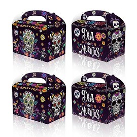 CPTBAG 12 Pack Dia De Los Muertos Party Favors Boxes Cinco de Mayo Candy Goodie Boxes Mexican Sugar Skull Day of The Dead Boxes Gift Treat Boxes for Mexican Fiesta Birthday Party Decorations