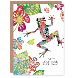 Artery8 Birthday Greeting Card Leap Year Birthday Leaping Frog For Him Her
