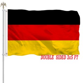 Double Sided German Germany Flag 3x5 Ft Outdoor Vivid Color 3 x 5 German Country Flag Heavy Duty 210D Nylon Cloth with 2 Brass Grommets