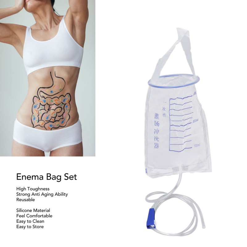 10PCS Enema Bag Set 1000ML Silicone Reusable Hangable Enema Cleaner