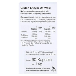 Gluten Enzym Dr. Wolz | hilft Gluten abzubauen | mit Gluten spaltendem Enzym | 60 Kapseln