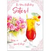 doodlecards Sister Birthday Card Floral Cocktail Large A4 Size with