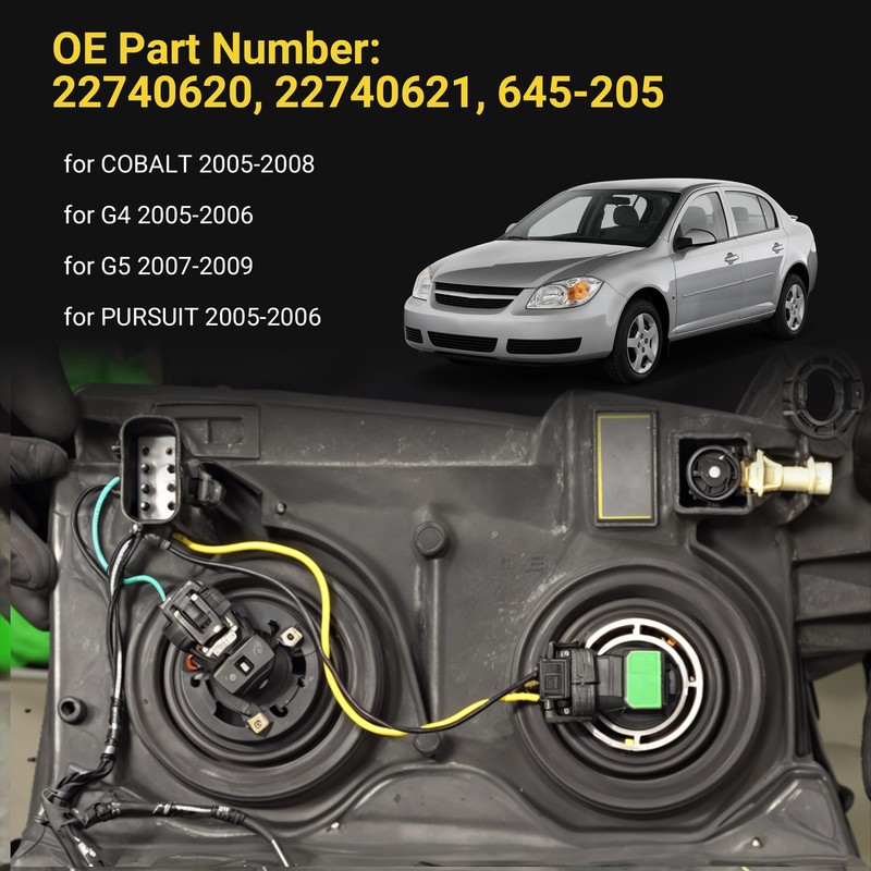 2PCS Headlight Wiring Harness 645-205 22740620 22740621- Direct Fit for