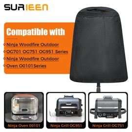 SURIEEN Grill Cover Compatible with Ninja Woodfire Outdoor Grill & Smoker and Pizza Oven on Ninja XSKUNSTAND Stand, Outdoor Grill Accessories for Models OG700/800/900 and OO100 Series