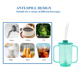 ACUDUDOMA Adult Sippy Cups for Elderly, 12oz Spill Proof Cup with 2 Handles Plastic Elderly Sippy Cup with Straw and Lid, Suitable for for Seniors and Adults, Great for Water, Milk, and Soup