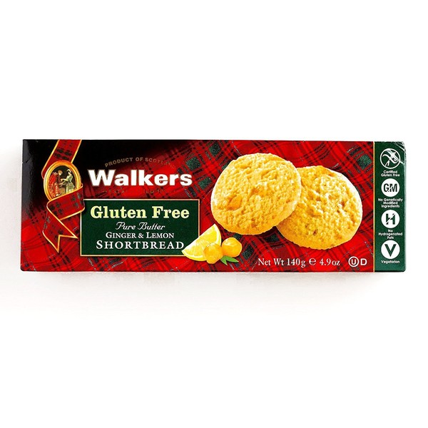 Walkers Gluten-Free Ginger and Lemon Shortbread 4.9 oz each (2 Items Per Order)