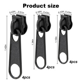 YOYEAH Pack of 12 zip pull, fix-a-zipper, zippy fix zip, zip repair, replacement zip for zip slider in black