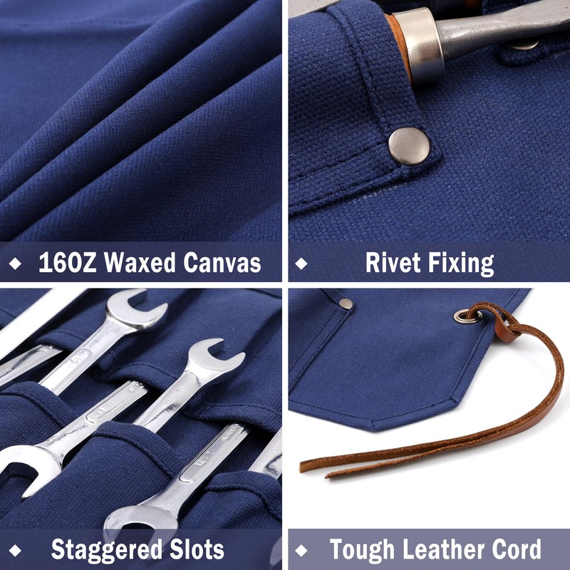 Chisel Roll, Heavy Duty 16oz Waxed Canvas Tool Organizer Roll,