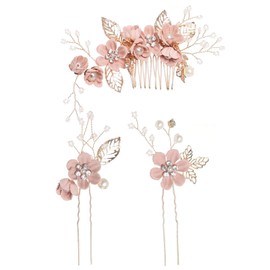 Hair Ornament, Wedding Headdress 3-piece Set, Handmade Bridal Comb, Hair Accessory, Hairpin, Hair Pin, Japanese Hair Ornament, Flower, Hairpin, Bride Hair Ornament, Head Accessory, Coming of Age