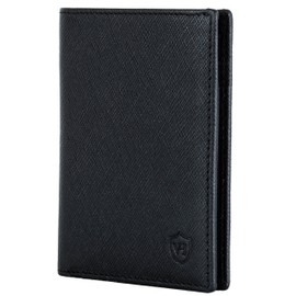 VON HEESEN® Men's Leather Wallet with Coin Compartment and RFID Protection, Genuine Leather Wallet for Men and Women, Wallet, Black Saffiano, With mini coin compartment