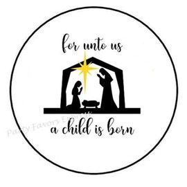 1.5" Inch for Unto Us A Child is Born Stickers - Baby Shower Stickers - Baby Shower Stickers for Envelope Seals Labels - D #AA61RK (90 Pcs)