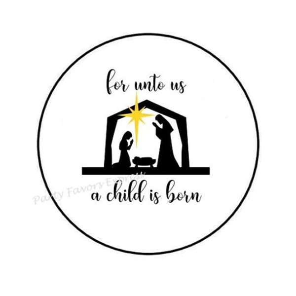 1.5" Inch for Unto Us A Child is Born Stickers
