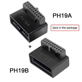 NFHK 1 juego de adaptador de extensión USB 3.0 de 20 pines macho a hembra, con ángulo de 90 grados