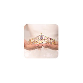 JWICOS Multicolor Rhinestones Tiaras and Crowns for Women Elegant Crown with Combs Princess Crown Tiaras for Brides Women's Headbands Bridal Wedding Prom Birthday Party (Multicolor purple)