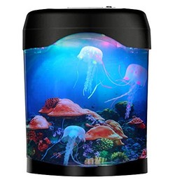 Jelly Fish Tank with Color Changing LED Lights and 3 Swimming Jelly Fish (Battery Operated - Not Included) (Optional Power Adapter - Not Included)