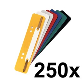 Exacompta 426025B 250er Pack Plastik-Heftstreifen Farbig sortiert. Aus PP-Folie kaufmännische Heftung Aktendulli Hefter Schnellhefter ideal für Büro und Schule