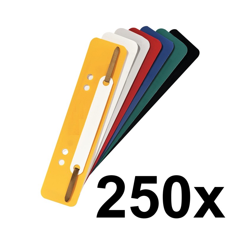 Exacompta 426025B 250er Pack Plastik-Heftstreifen Farbig sortiert. Aus PP-Folie kaufmännische