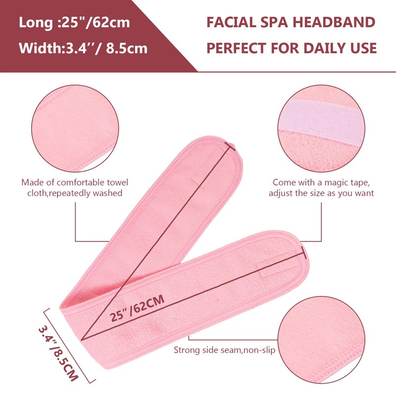 Whaline Diadema facial de spa para maquillaje, diadema de tela