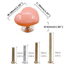 MARSTREE 6pcs Heart Shape Ceramic Door Knobs Drawer Cupboard Locker Pulls Handles Wardrobe Drawer Cabinet Home Kitchen Hardware (50mm x 38mm x 42mm, Pink)