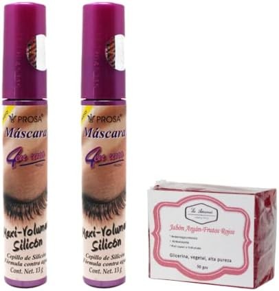 Prosa 4 en 1  2 Pack Mascara Pestañas Rimel Varios Modelos  1 Jabón 50g La Artesanal (Maxi-Volumen Silicón)