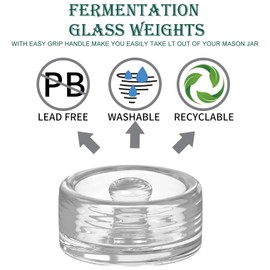 Fermentation Glass Weights with Easy Grip Handle for Mason Jars, Lead-Free, Washable (9 PCS)