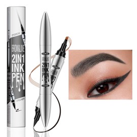 Panarciss Microblading Eyebrow Pen, 2-in-1 Dual-Ended Waterproof and Long Lasting Eye Brow Pencils for Women with 4-Fork-Tip & Ultra-Fine Brow Pencil Tip, Create Natural Hair-Like Brows, Last All-Day