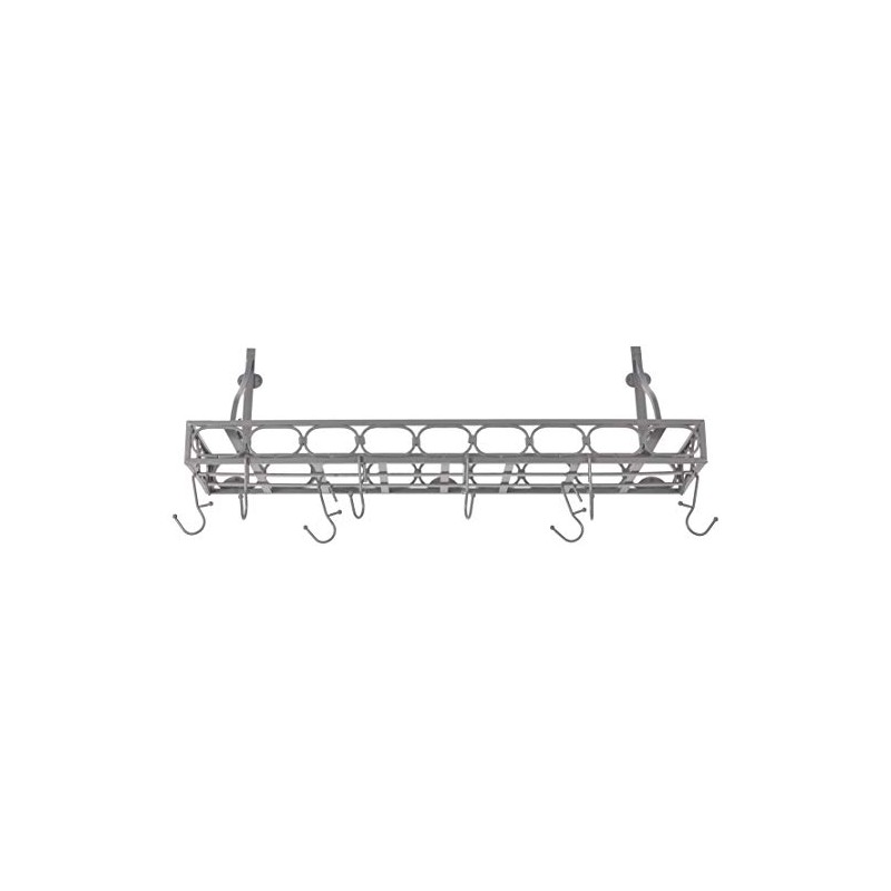 Medium Gauge Wall-Mount Bookshelf Pot Rack with 8 Hooks