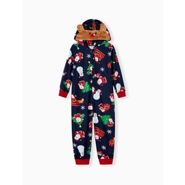 PATPAT Family Christmas Pajamas Matching Sets: Mommy and Me Long Sleeve Blue Santa Printed Top and Pants Holiday Sleepwear PJS for Family Christmas Party Take Photos for Couples Adult Kids 4-5 Years