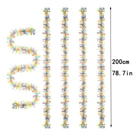 zaoalife 200cm Easter Tinsel Garland Colorful Egg Tinsel Twist Garland with Confetti Spring Hanging Tinsel Ornament Decoration Birthday Party Supplie,Set of 4