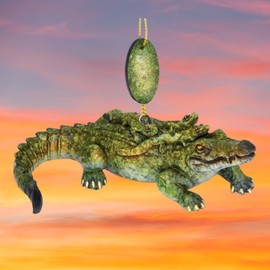 Glossy Alligator with Gator Babies, Florida Crocodile Christmas Tree Ornament by Christmas Market Ornaments