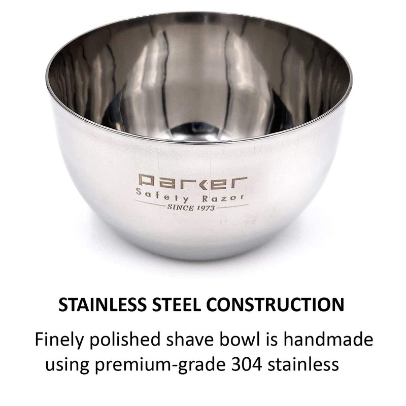 Parker Safety Razor, Deluxe Unbreakable Stainless Steel Shaving Bowl -